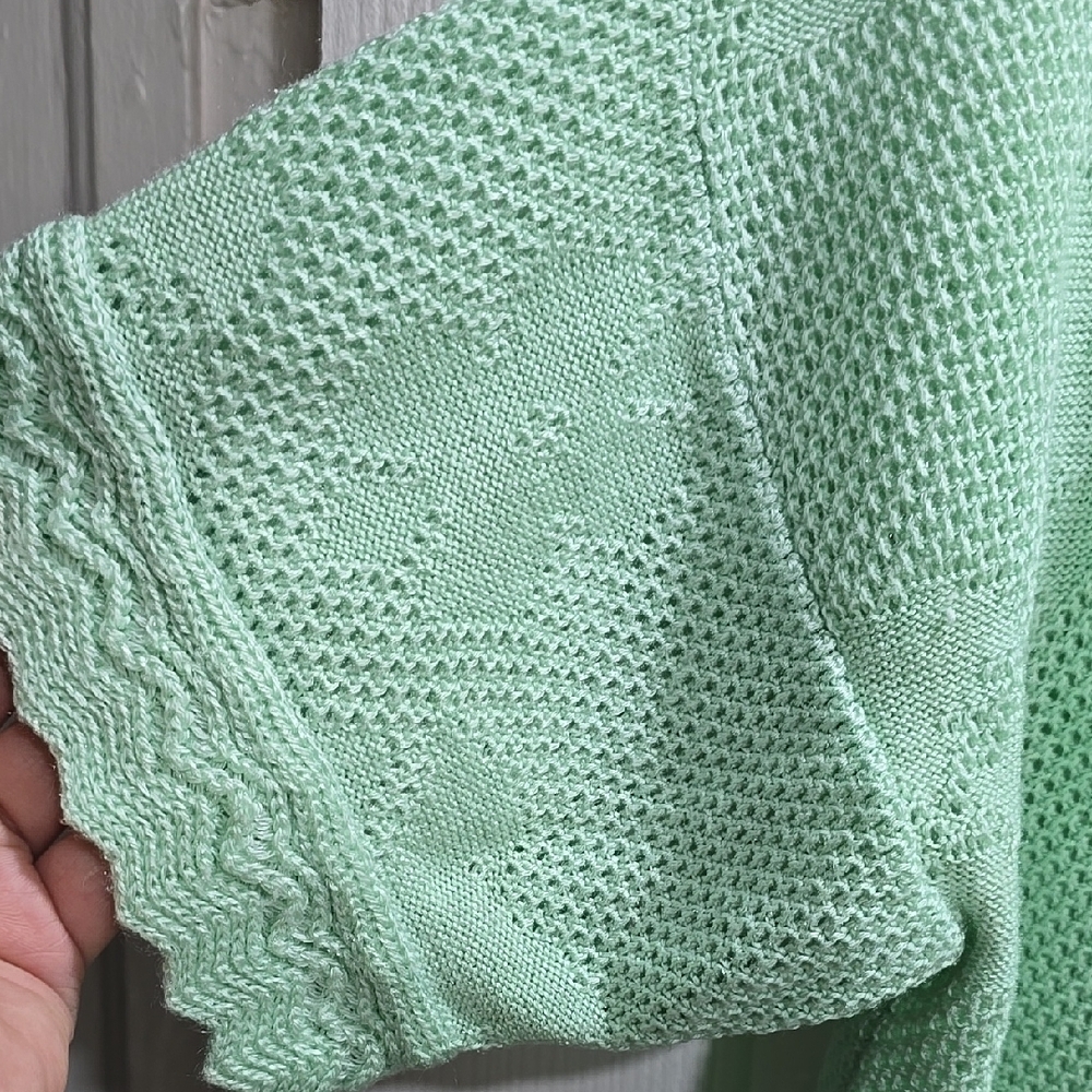 Green Knit Open Cardigan Skirt Set - Picture 9 of 10
